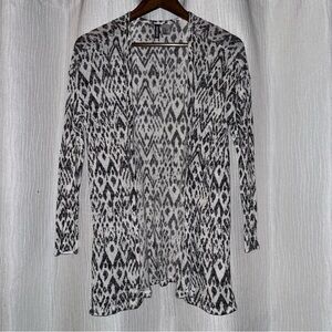Divided Black and White Abstract Cardigan Sweater